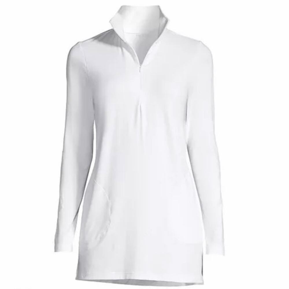 Lands' End Quarter Zip Long Sleeve Tunic Rash Guard Cover-up Size M/P
